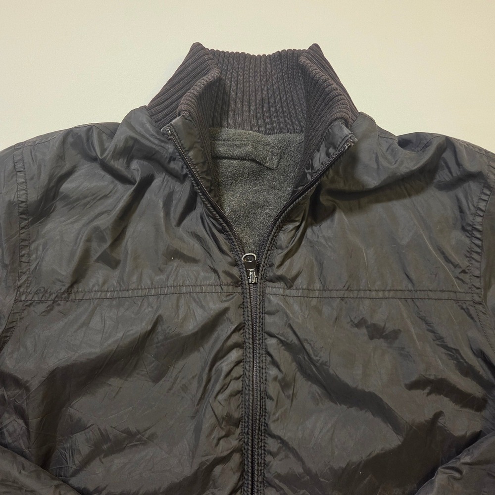 Bossini Mens Black Fleece Lined Nylon‎ Full Zip Jacket Mock Neck Size M - Picture 2 of 10